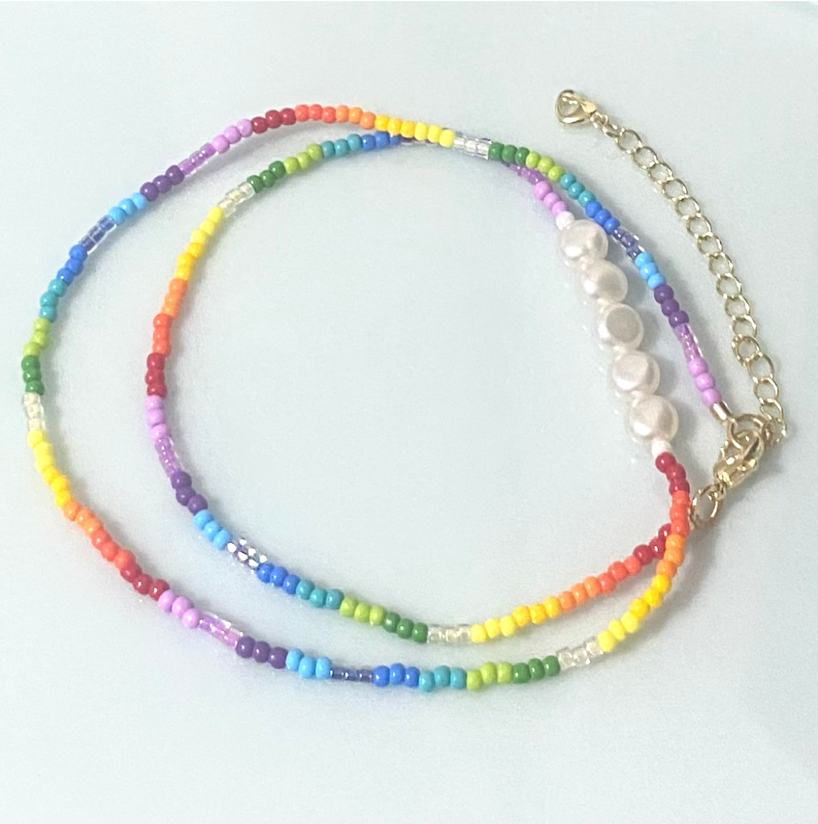 Rainbow Beads Pearl Necklace