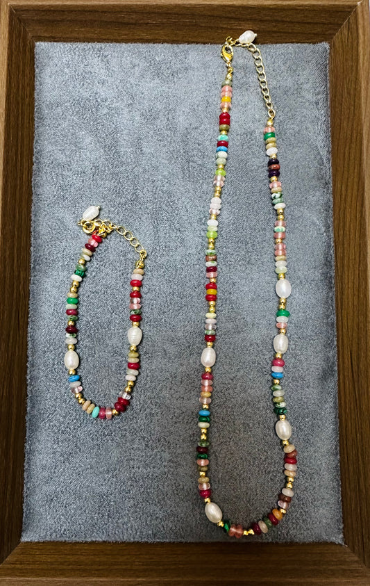 Bohemian Gemstone and Freshwater Pearl Set