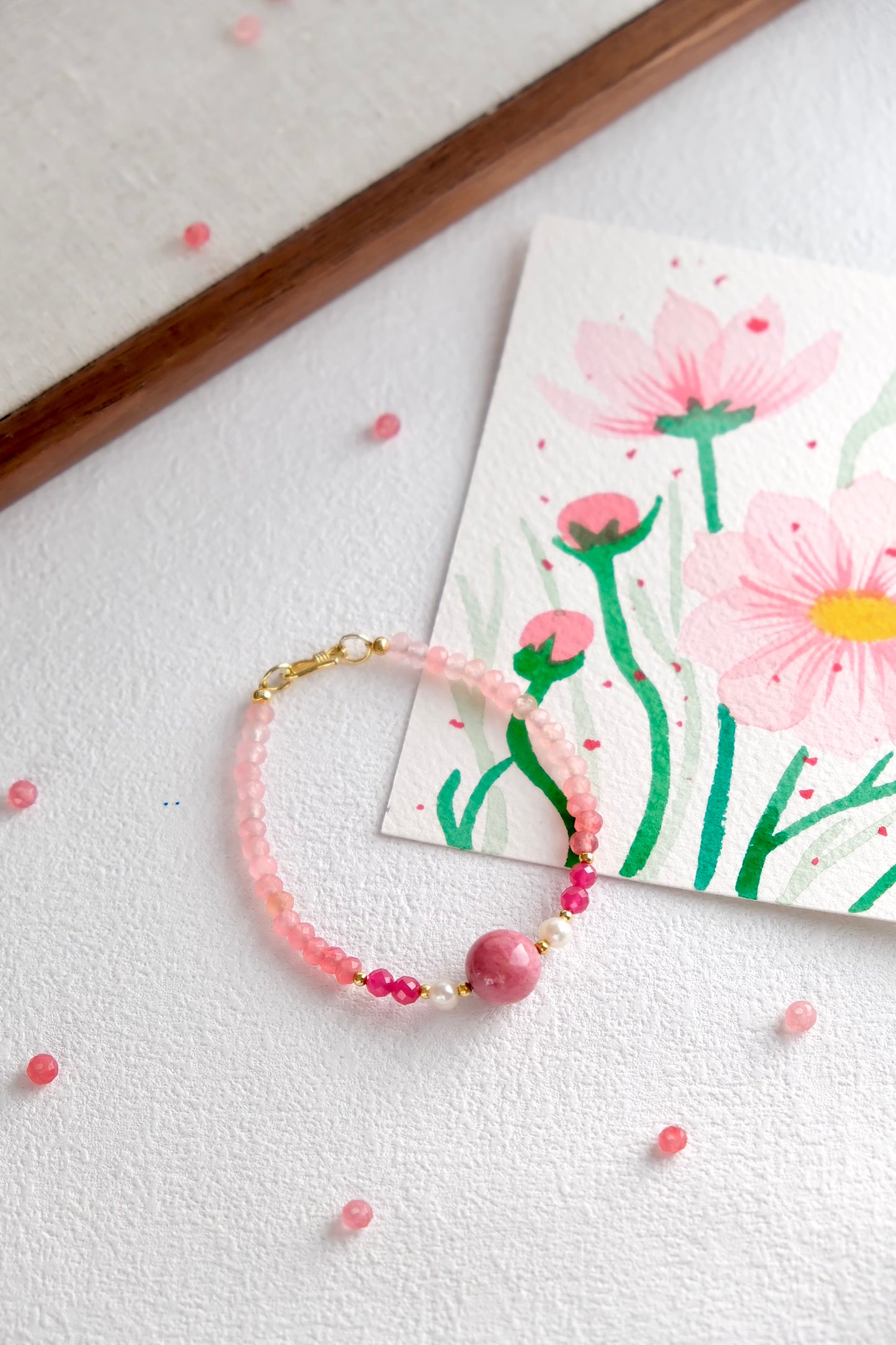 Rose Quartz Gradient Bracelet – Blossom of Spring