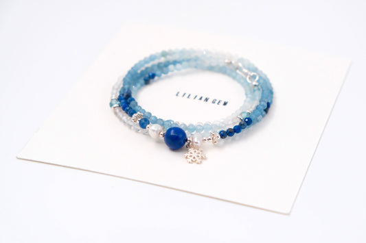 Frozen-Inspired Blue &amp; White Crystal Long Necklace – Icy Elegance