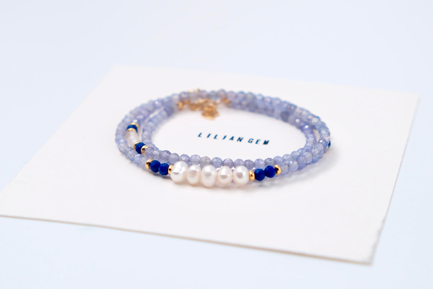 Tanzanite &Blue Crystal Pearl Bracelet – Oceanic Harmony