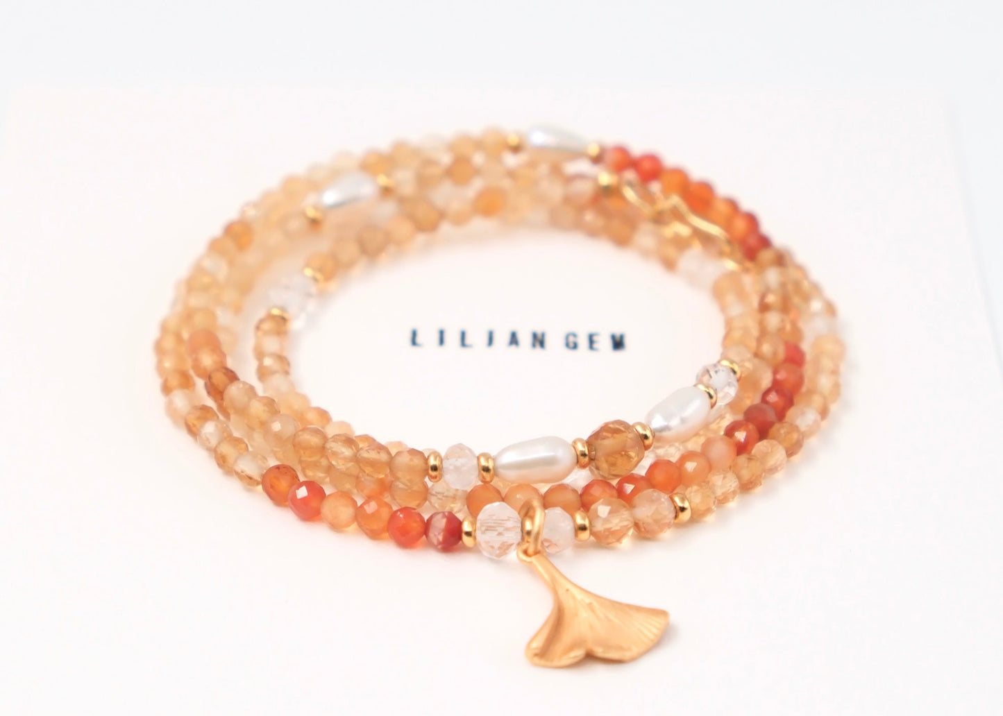 Citrine Golden Maple Leaf Long Necklace – Autumn Radiance