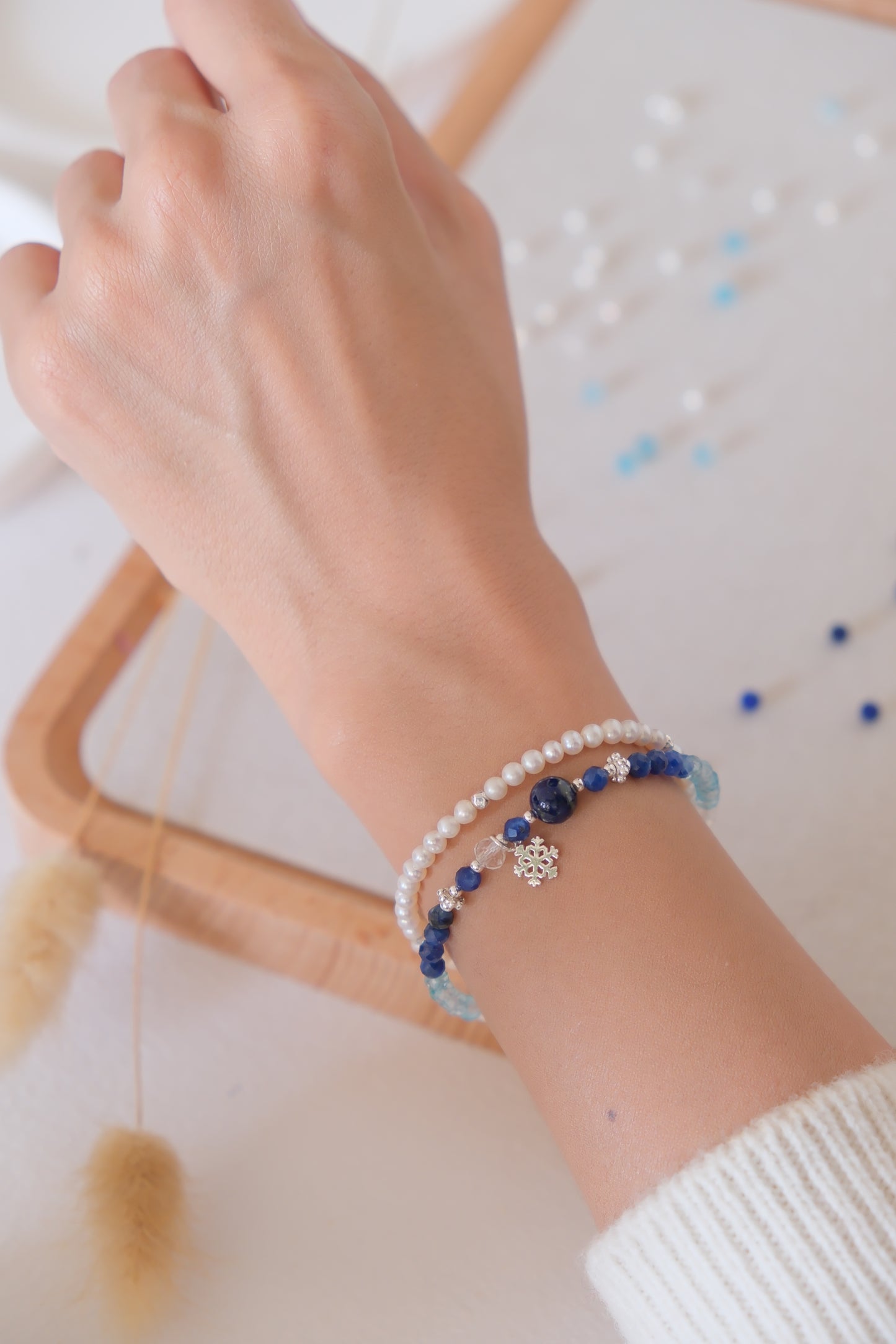 Product Description: Frozen-Inspired Blue &amp; White Crystal Bracelet – Icy Elegance