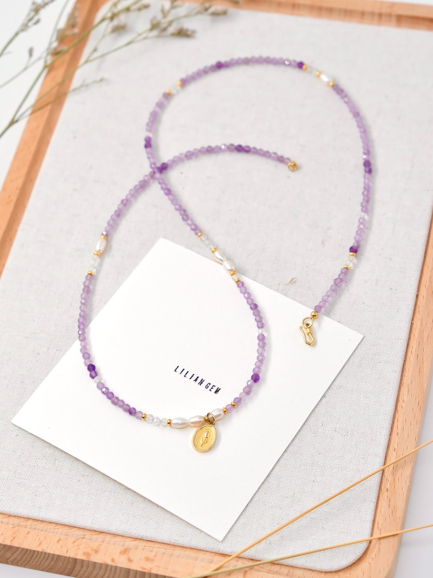 Amethyst Lavender Tulip Long Necklace – Elegance in Bloom