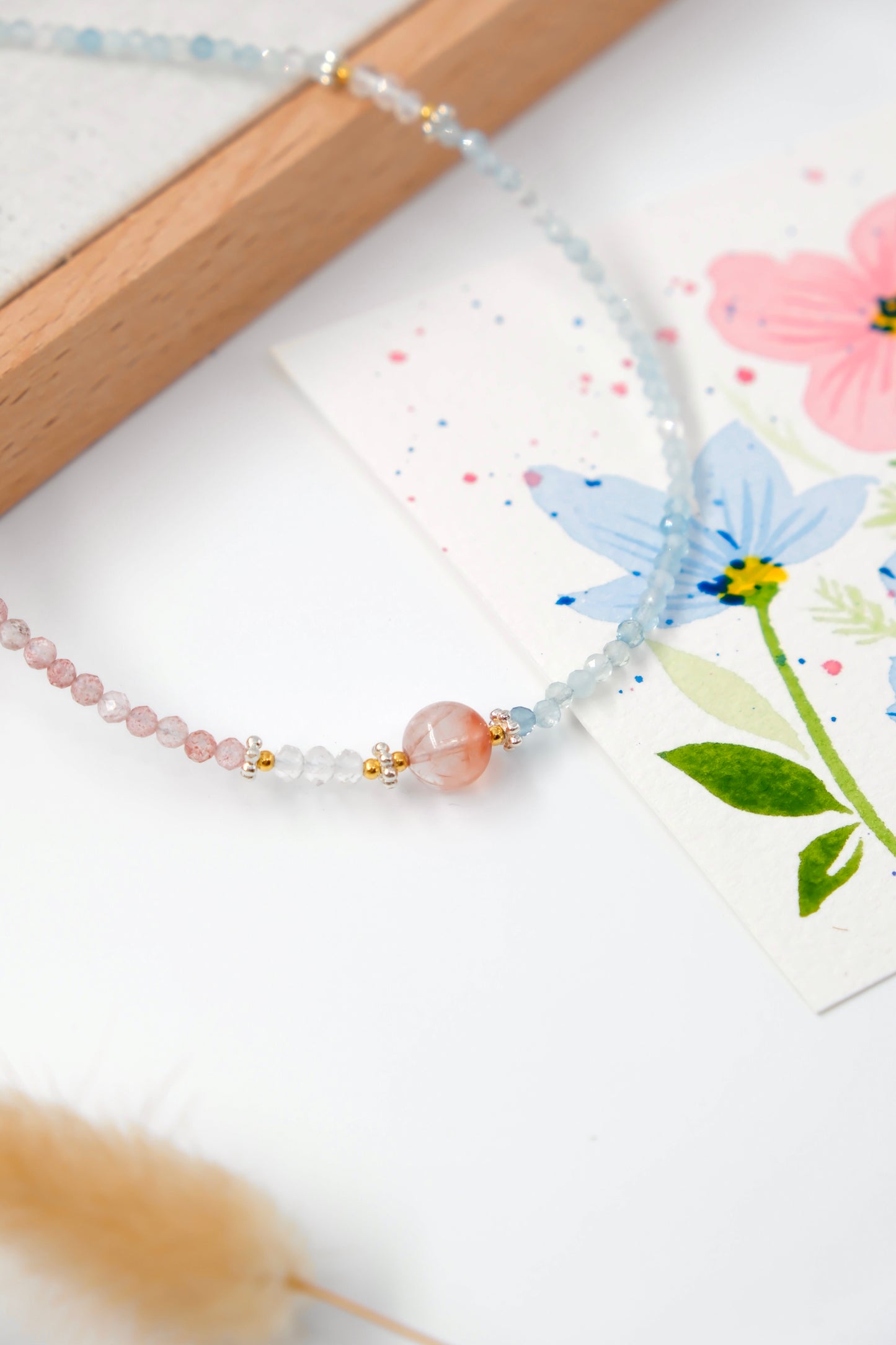 Pink Crystal Long Necklace – Blossoming Harmony