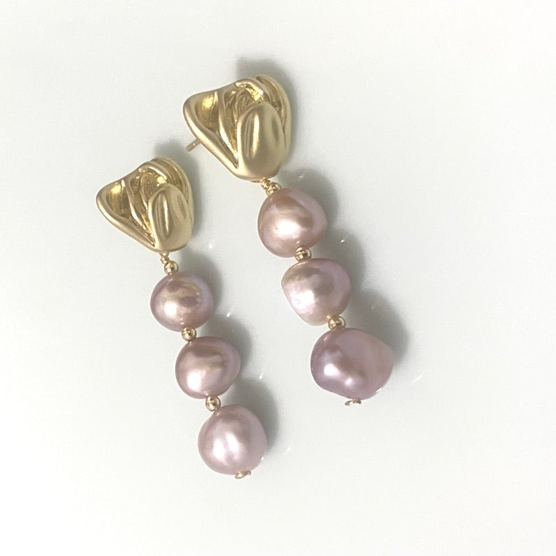 Lavender Baroque Pearl Earrings